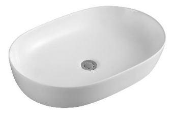 Above Counter Basin 8310, oval ceramic sink in white, dimensions 600 x 420 x 120 mm, 32mm waste opening, ideal for modern bathrooms.