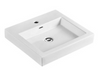 Above Counter Basin MG-7078 with a square design in glossy white ceramic, tap hole, and 32mm waste opening.