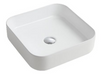 Above Counter Basin MG-7129 in glossy white ceramic with a square design and 32mm waste opening.