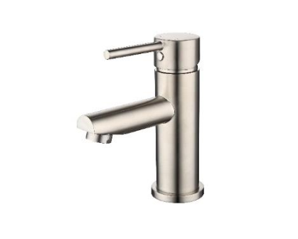 BNA-70A Brushed Nickel Basin Mixer with Straight Spout, 35mm cartridge, and water-efficient 5L/min flow rate.