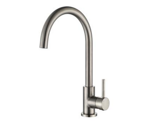 BNA-70K Brushed Nickel Kitchen/Laundry Mixer with 35mm cartridge, sleek modern design, 359mm mixer height, spout 291mm(H) * 192mm(D).