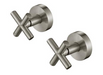 BNX-406 Brushed Nickel Cross Handle Taps, vintage design with modern brushed nickel finish for stylish bathrooms.