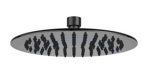 Black Round Shower Head – Ø 200mm with 6 Rubber Nipples and WELS 2 Star Rating