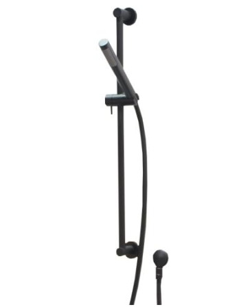 Black Round Shower Rail – Solid Brass Rail with Elbow, WELS 3 Star Rating for Modern Bathrooms