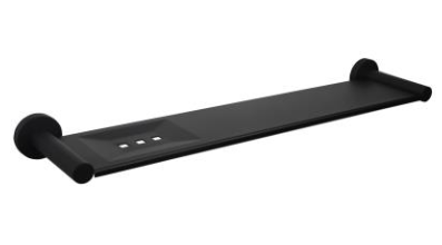 Black Round Stainless Steel Shelf – 600mm x 96mm Wall-mounted Shelf with Matte Black Finish