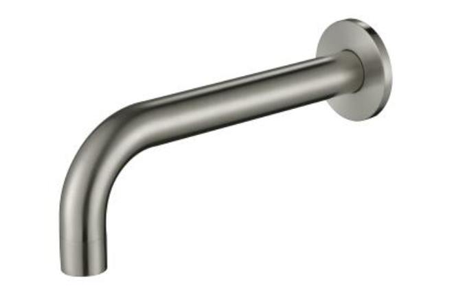 Brushed Nickel Spout BNK-706 – 200mm spout with 60mm cover plate for modern bathrooms and kitchens.