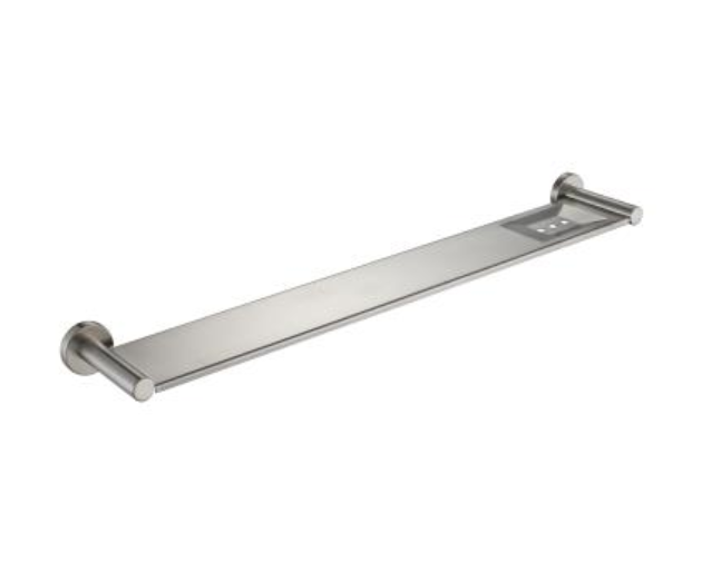 Brushed Nickel Stainless Steel Shelf BN-5090-2 – 600mm x 96mm wall-mounted shelf for modern bathroom and kitchen storage.