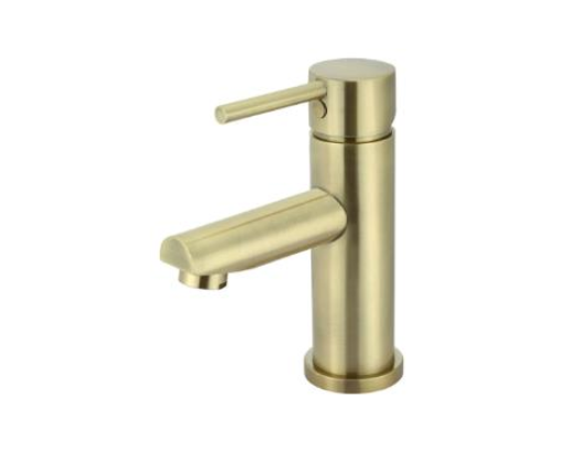 Brushed Gold Basin Mixer Straight Spout
