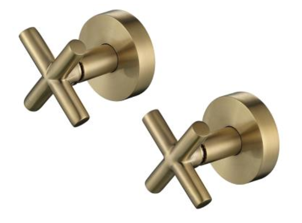 Brushed Gold Cross Handle Taps