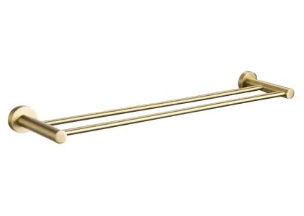 DG-5048 Brushed Gold Double Towel Rail – 600mm towel holder with a luxurious brushed gold finish, designed for modern bathrooms.