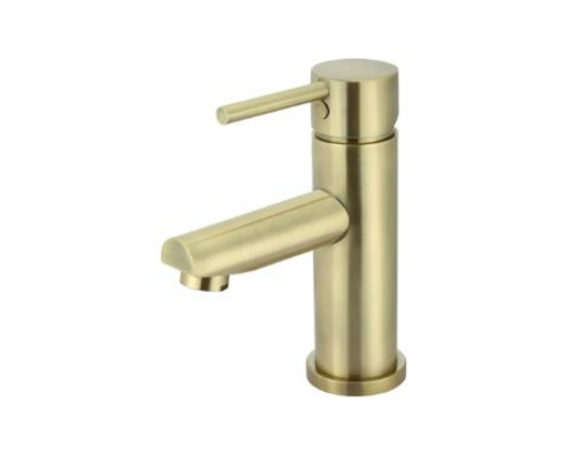 DGA-70A Brushed Gold Basin Mixer – 35mm cartridge faucet with straight spout, designed for modern bathroom sinks.