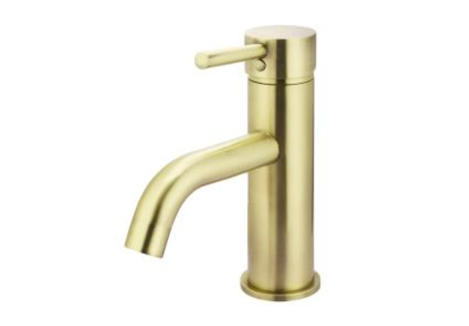 DGA-70E Brushed Gold Basin Mixer – 35mm cartridge faucet with sleek, modern design for bathroom sinks.