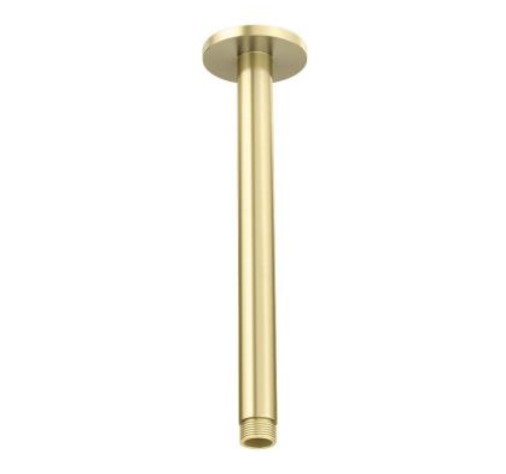 DGM-008 Brushed Gold Ceiling Arm – 300mm ceiling shower arm for luxury bathroom setups.