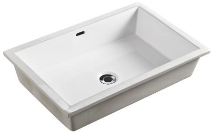 MG-542AB Under Counter Basin – 600x400x170mm ceramic rectangular sink with 32mm waste hole and glossy white finish for modern bathrooms.