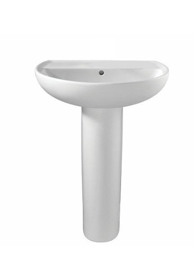 MY-3101 Basin with Pedestal, modern design, 32mm faucet hole, 1TH / 3TH compatibility, white ceramic pedestal sink for bathroom.