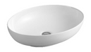 Oval Above Counter Basin A433 with a glossy white ceramic finish, measuring 515 x 390 x 140 mm, designed for modern bathrooms.