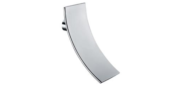 PK510 Bath Spout, 180mm curved chrome spout with 65mm width, modern bathroom fixture for efficient water flow.