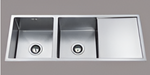 Square Undermount Sink BDF-1114 with dual bowls and polished stainless steel finish.