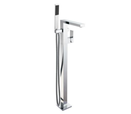 TFM-137 Square Floor Mixer Set – Modern Freestanding Bath Mixer with Hand Shower and Chrome Finish