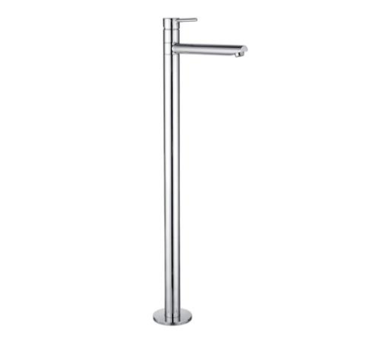 TFM-227 Round Floor Mixer – Chrome floor-mounted mixer with swivel spout for modern bathrooms.