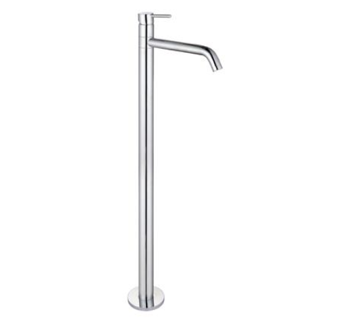 TFM-237 Round Floor Mixer – Chrome floor-mounted mixer with swivel spout for modern bathrooms.