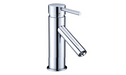 TK70B Round Basin Mixer – Chrome deck-mounted mixer with angular spout for modern bathrooms.