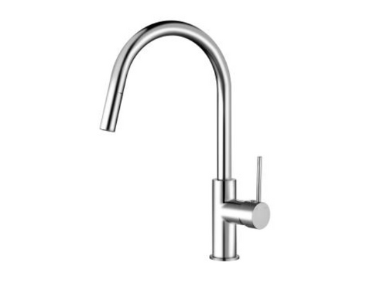 TK70P Round Pull-out Kitchen/Laundry Mixer – Chrome high-arching pull-out faucet for modern kitchens and laundry rooms.