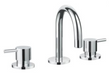 TPR-101 Round Handle Basin Set – Chrome bathroom faucet with round handles and a high-arching spout.