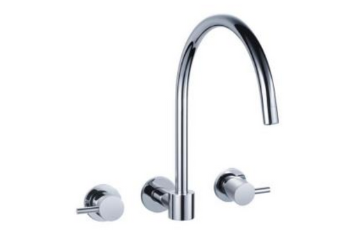 TPR-103 Round Handle Wall Sink Set – Chrome wall-mounted sink faucet with round handles and modern spout.