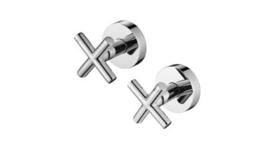 TPX-406 Cross Handle Wall Top Assemblies – Polished chrome cross handles with modern design for contemporary bathroom installations.