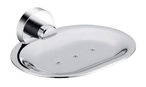 5059-1 Round Soap Tray – Chrome wall-mounted soap holder with drainage for modern bathrooms.