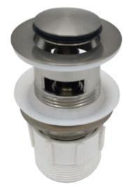 BNP107-32 Brushed Nickel Pop-Up Drain Plug 32mm with Overflow, Adapter Included, bathroom sink plug for modern design.