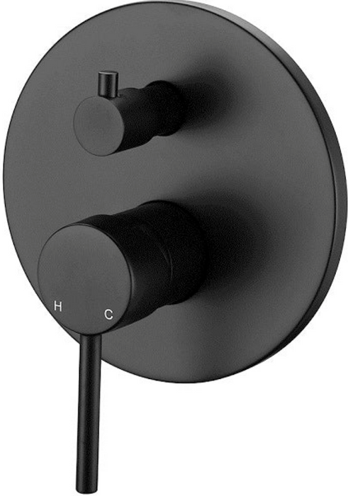 Black Round Wall Mixer with Diverter – 35mm Cartridge, Ø 160mm Cover Plate for Modern Bathrooms