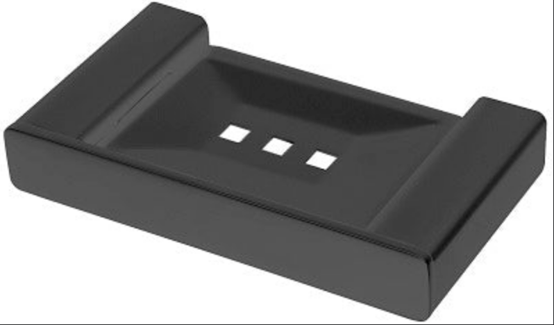 Black Soap Tray – 140mm modern matte black soap tray with raised edges for neat storage.