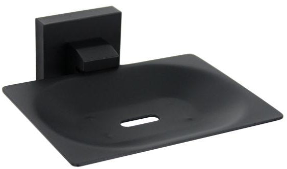 Black Square Soap Tray with a modern design and black matte finish, perfect for storing soap in a stylish and functional manner in your bathroom.