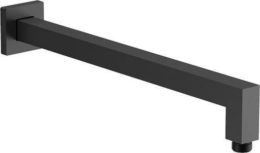 CGB-002 Black Square Wall Mounted Shower Arm – 400mm length with a sleek matte black finish for modern bathrooms.