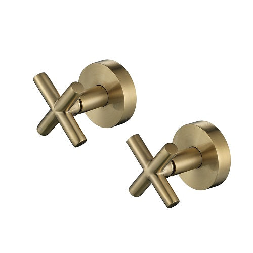 Brushed Gold Cross Handle Wall Taps