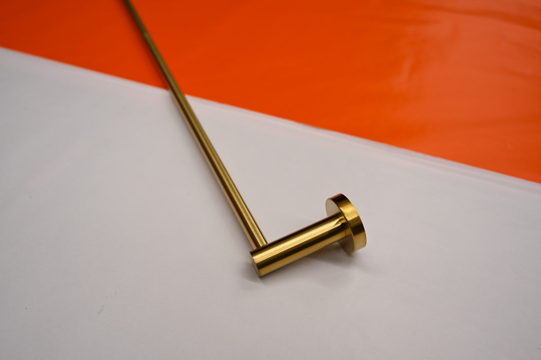 Brushed Gold Round Single Towel Rail 750mm