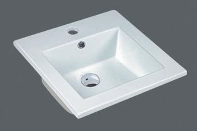 Drop-In Basin MG-9048B with glossy white ceramic finish and drop-in installation design.