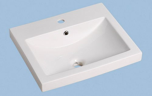 Drop-In Basin MG-7028AB with glossy white ceramic finish and modern rectangular design.