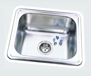 Drop-In/Undermount Sink BYH-121 with spacious bowl and polished stainless steel finish.