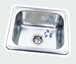 Drop-In/Undermount Sink BYH-212 with spacious bowl and polished stainless steel finish.