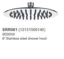 SRR-081 Round Shower Head – 200mm chrome showerhead offering wide water coverage with water-efficient performance.