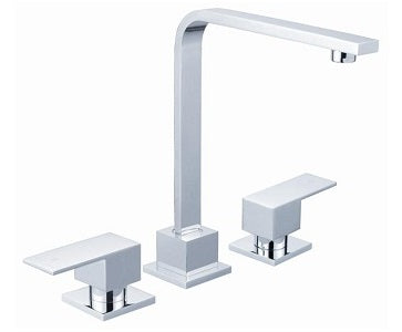 TPS-202 Square Handle Basin / Sink Set – Modern Three-Piece Tapware with Chrome Finish and WELS 4 Star Rating