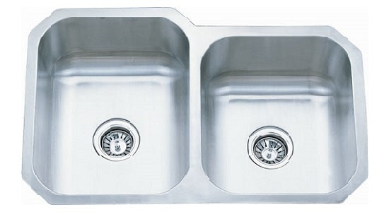 Undermount Sink BD-78 with polished stainless steel finish and dual bowls for kitchen and bathroom use.